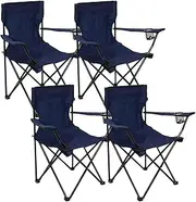 4 Pack Fog Camping Chairs with Carrying Bag Portable Lawn Chairs Lightweigldinht Beach Chairs Outdoor Collapsible Chair with Mesh Cup Holder for Travel Outside Camp Beach Fishing Sports,Darkblue