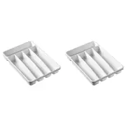 2x Madesmart Small Basic 5 Compartment Cutlery Tray Organiser White Rectangle
