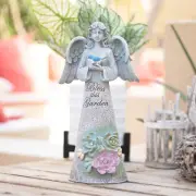Angel Garden Statue Outdoor Decor, Angel Garden Holding Bird with Solar Lights,