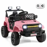 Costway Ride on Car Jeep 12V Remote Car Toy w/USB Wireless Electric Vehicle Dual Motor Pink