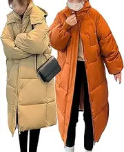 [JEShifangjiusu] Padded Coat Warm Long Sleeve For Women 2Pc Bubble Sleeve Bubble Jacket Extra Long Hooded Thickened Warm Down Jacket, Colour 10, XL