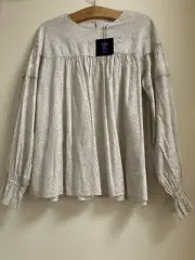 NWT Uniqlo Anna Sui Natural Peasant Shirt Size L