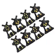 4Pairs 8.1" Ice Cleats Anti-Slip Snow Traction Cleat w 10 Steel Studs Black