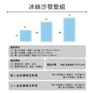 【Light Live】型錄 可水洗800D冰絲涼感沙發墊組 1+2+3/三件組(沙發墊 沙發套 沙發坐墊 椅墊 沙發罩)