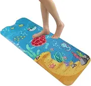 Bathtub Mat for Baby, Cartoon Pattern Extra Long Kids Bathtub Mat, 40 X 16 Inch Machine Washable Kids Bath Tub Mat with Drain Holes and Suction Cups