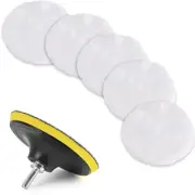 7 Pcs 3 Inch (80 mm) Wool Buffing Polishing Pad Car Polisher Buffer Drill Att...