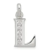 Sterling Silver White Cz Letter L Initial Pendant