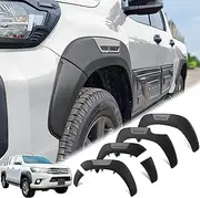 SUERAUTO4X4 for Toyota Hilux Accessories N80 2015-2025 SR5 SR Workmate Revo Rocco Fender Flares Wheel Arches Protector Guard Body Kit Eyebrow, 12MM Extra Wide Injection Matte Black Exterior