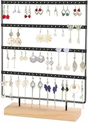 Armastuse Ear Stud Holder Earring Display,with 4 Tiers 88 Hooks Earring Stand, Jewelry Display for Vendors Earring Cards, Bracelets, Rings, Necklaces(black)