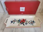 Lenox winter greetings handled red cardinal tray mistletoe Xmas
