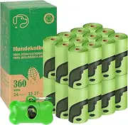 Pack of 360 Biodegradable Dog Poop Bags for Dogs 24 Rolls 100% Compostable Leak-Proof Dog Bags Poop Bags Dog Accessories with Waste Bag Dispenser