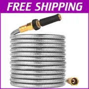 100 FT Expandable Stainless Steel Garden Hose - Kink-Free Heavy Duty Design