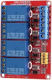 4 Channel Optocoupler Relay Module Board Strong Driving Stable Performance High Low 5V 12V 24V Suitable for Smart Home Automation (5V)