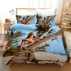 3D Bikini Beauty Beach Coconut Tree Quilt Cover Set Bedding Sets Pillowcases 64