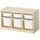 IKEA TROFAST Storage combination with boxes, light white stained pine/white NEW