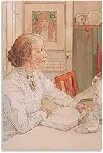 Carl Larson Vintage Poster My Eldest Daughter Retro Canvas Painting Watercolor Painting Llustration Home Decor Pictures 40x60cm Framed Wall Art Print