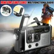 Emergency Solar Wind Up Hand Crank FM AM SW1 SW2 Weather Radio w/ LED Flashlight