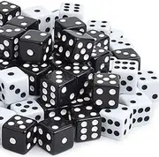 Davidsons Collection 100 Packs 16mm Standard Size Gaming Dices Sets, White & Black Two Tone, Vintage Dice Perfect for Kid's Gift, Casino Theme, Party Favors