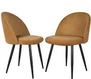 ALFORDSON Velvet Dining Chairs Set of 2, Kitchen Chair Bess Series, Metal Legs & Floor Protector, Reading Seating for Home Cafe Coffee Table, Max 150kg, Brown