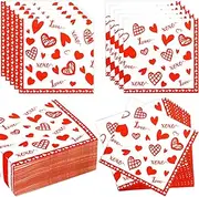 Mother's Day Wedding Anniversary Paper Napkins 100pcs Red Heart Disposable Dinner Napkins Valentine Napkin Party Supplies