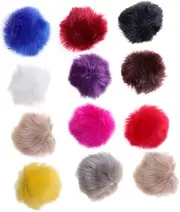 Homoyoyo 12pcs Fluffy Faux Fur Pom Poms for Creative DIY Crafts Decorations for Hats Shoes Bags and Scarves for Unique Personalization