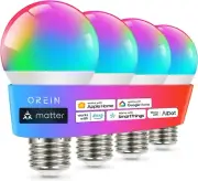 Matter Smart Light Bulb, Smart Light Bulbs Work with Apple Home, Alexa, Google H