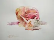 Snail, Animal, Watercolor artwork, Handmade, Original painting on paper