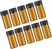 DECORNIJIA 10 Pcs Dark Brown Mini Glass Vial Bottles Empty Containers for Essential Oils Chemistry and Perfumes with Grain Lid and Hole Plug Portable Bottle for Travel