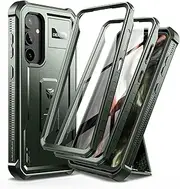 [Dexnor] Full Body Case for Samsung Galaxy S23 FE【Double Front Frame & Kickstand 】, Bumpershock Technology Drop Protection Rugged Phone Cover Shockproof Protective Bumper Case - Green