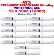 45% 12- 10 ML TEETH WHITENING (120cc) BLEACHING WHITENER TOOTH WHITE GEL Refills
