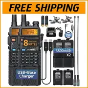 UV-5R Dual Band Handheld Ham Radio: Long Range 2-Pack with Earpiece & Charger
