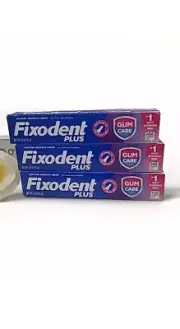 3 Pack Fixodent Plus Gum care Denture Adhesive Cream For Hold And Seal .