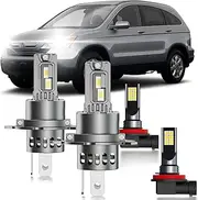 HUOKEDS for Honda CRV 2007-2014 Fog Lights Bulbs Combo, 4pcs Super Bright White Dual Beam and Fog Lights Blubs Package, 1:1 Size as Stock Bulbs, Plug and Play