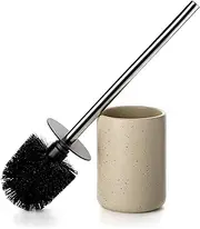 Viosuniu Land Series Ceramic Toilet Cleaner Brush and Holder Set for Bathroom, Non-Scratching Toilet Bowl, Rust-Proof (1 Pack)