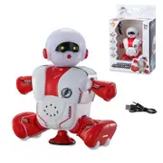 Dancing Robot Kid Robot Toy Interesting Smart Robots For Kids 360 Rotatable Red