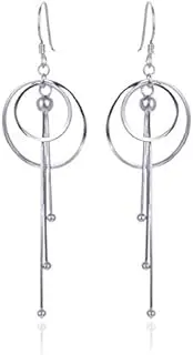 MAYJAI Sleek simple hoop earrings sterling silver long tassel earrings