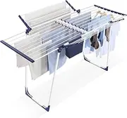 APEXCHASER Clothes Drying Rack, Foldable Gullwing Laundry Rack Indoor, 10pcs Clips with Bag, Collapsible Space-Saving Drying Rack for Clothes, Towels, Dolls(White)