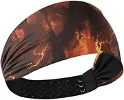 [Yoogain] Gothic Fire Lightning Shabby Castle Non-Slip? Workout Headbands for Women Elastic Sweat for Washing face Volleyball Cycling Tennis