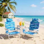 Costway2 Pack Folding Beach Chair Adjustable with Head Pillow and Towel Bar-Blue