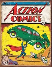 Action Comics SuperMan on a 2”x3”Glossy Fridge Magnet.