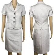 NEW Tahari ASL Shirt Sleeve Blazer Skirt Suit Set Size 10 Tan Beige Tailored Y2K