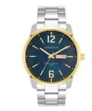Armitron Men's Blue Face Silver & Gold-Tone Watch- WR 150m - 20/5497NVTTWM- NEW