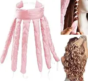 WINOK Heatless Hair Curler, Heatless Curls Silk Ribbon Rod For Overnight, Design Heatless Hair Clips, No Heat Wave Hair Curlers Rollers Styling Tools For Long Medium Hair (Pink)