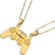 [SAFIGLE] Couple Necklace Necklace Matching Necklace for Couples Friendship Necklace Gaming Necklace for Boys Charm Necklace Matching Necklaces Men Necklace Chain Golden Alloy