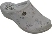 [Dr.Punto Rosso] Dr Punto Rosso O512 Clog Mules Comfort Shoes Slippers Women, White Flower