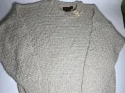 EDdie Bauer Cotton Basket Weave Beige Pullover Sweater Mens XL Made in USA NWT