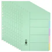 10x Marbig Pastel 5-Tab Manilla A4 File Ring Binder Divider Index/Page Organiser