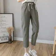 Drawstring-Waist Tapered Pants Black - L