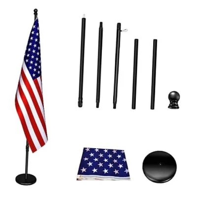 Indoor Flag pole with Base,Telescoping Flag Pole-8FT, Flagpoles Rotate 360 6FT