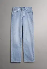 Burberry Straight High Rise Stonewashed Jeans In Light Stone Blue size 27 $350